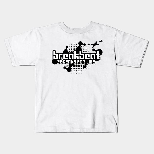 BREAKBEAT  - Breaks For Life Y2K (Black) Kids T-Shirt by DISCOTHREADZ 